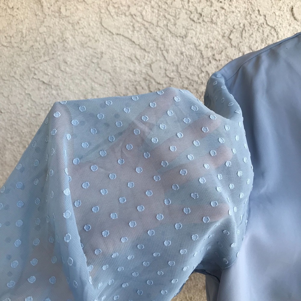Womens NWT Blue Polkadot Sleeve Casual Button Down Blouse Top - 3X - Picture 3 of 7